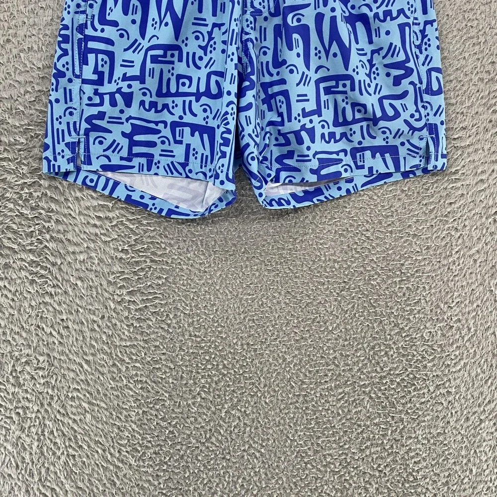 Bearbottom Swim Shorts Mens Small Blue Abstract‎ Print 5.5 Inseam Lined Trunks